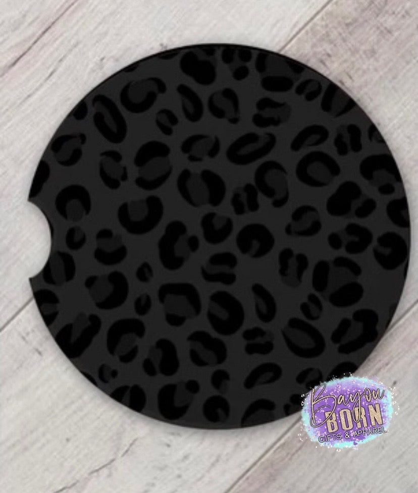 Black Leopard - Neoprene Car Coasters